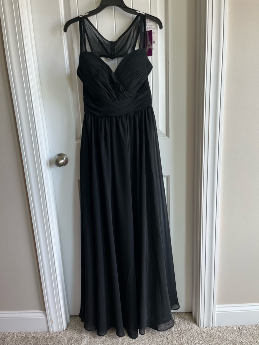 Black Chiffon formal gown with Sheer overlay
